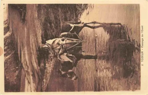 AK / Ansichtskarte Tozeur Tunesie Oued Fluss Esel Kind Reiter Furt Wueste