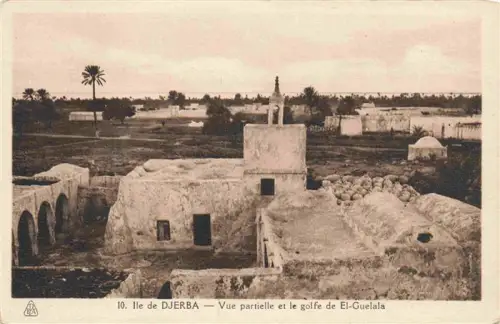 AK / Ansichtskarte Djerba Jerba Tunesie El-Guelala Golfe Moschee Lehmhaeuser Kuppel Palmen Minarett Landschaft
