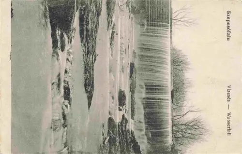 AK / Ansichtskarte Szepesofalu Kesmark SK Vizesés Wasserfall Wasserfall-Stufen Fluss Felsen Baeume Winter