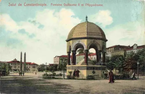 AK / Ansichtskarte Konstantinopel Konstantinople ISTANBUL TK Fontaine-Guillaume-II Hippodrome Obelisk Brunnen Platz Passanten Haeuser