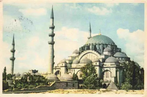AK / Ansichtskarte ISTANBUL Constantinopel TK Sueleymaniye-Camii Moschee Minarette Kuppeln Baeume
