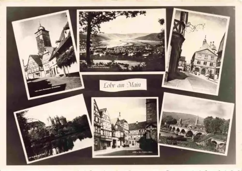 AK / Ansichtskarte Lohr Main Stadtturm Fachwerk Marktplatz Rathaus Main Bruecke Stadtpanorama Mehrbildkarte Flusstal