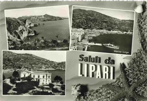 AK / Ansichtskarte Isola di Lipari Quattrocchi Marina-Lunga Municipio Kueste Hafen Rathaus Felsen Meer Mehrbildkarte Muschel