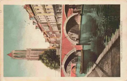 AK / Ansichtskarte UTRECHT NL Oudegracht Hamburgerbrug Domtoren Kanal Bruecke Grachtenhaus Boot