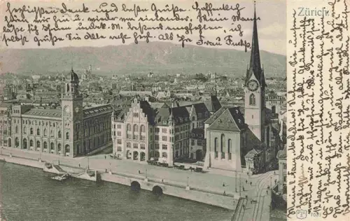 AK / Ansichtskarte ZueRICH  ZH Limmat Fraumuenster Stadthaus Panorama Stadtansicht Tuerme Fluss Bruecke