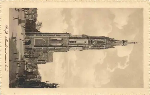 AK / Ansichtskarte DELFT Zuid-Holland NL Markt Nieuwe-Kerk Kirchturm Platz Passanten Denkmal Haeuser