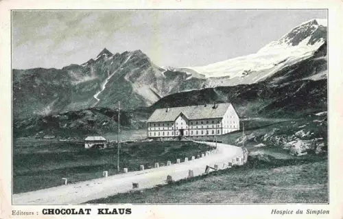 AK / Ansichtskarte Simplon Hospiz Brig VS Hospice-du-Simplon Passstrasse Berge Gletscher Hotel Hospiz Alpen