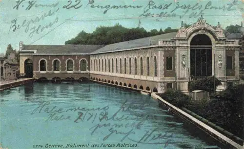 AK / Ansichtskarte GENEVE Genf GE Bâtiment-des-Forces-Motrices Rhône Industriegebaeude Jugendstil Wasser