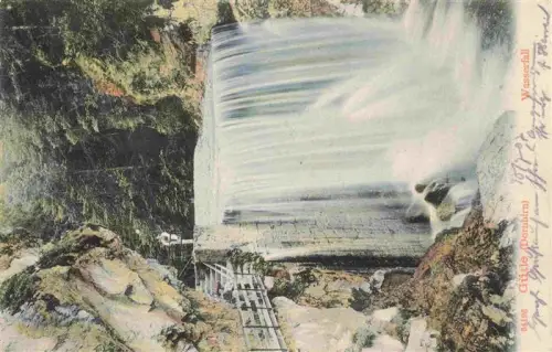 AK / Ansichtskarte Guetle Dornbirn Vorarlberg AT Wasserfall Schlucht Guetle Felsen Wald Steg Bruecke