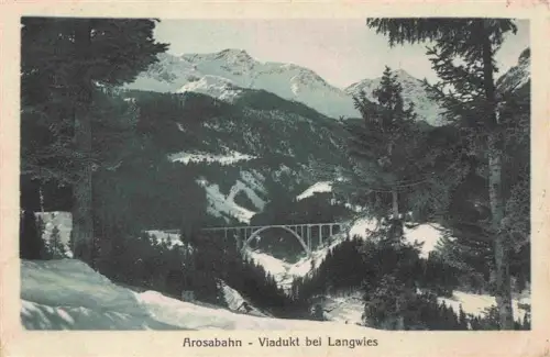 AK / Ansichtskarte Langwieser Viadukt Chur-Arosa-Bahn Langwies GR Arosabahn Langwieser-Viadukt Eisenbahnbruecke Winter Schnee Berge Wald