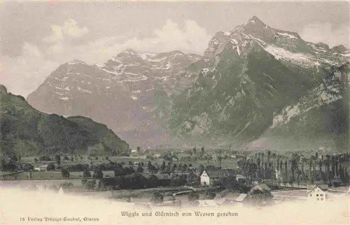 AK / Ansichtskarte Weesen  Walensee SG Wiggis Glaernisch Walensee Panorama Tal Berge Haeuser Baeume