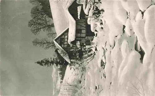 AK / Ansichtskarte Grindelwald BE Saegmuehle Winterschnee Bach Fachwerkhaus Schnee Baeume Wald Person