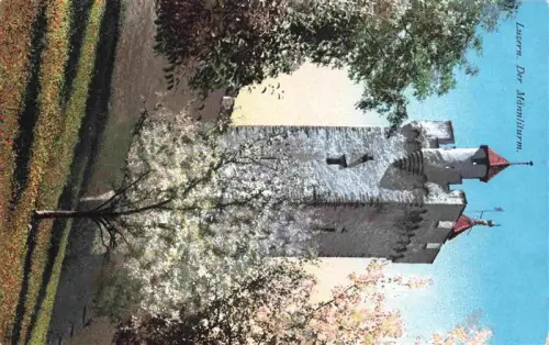 AK / Ansichtskarte LUZERN  LU Maennliturm Luginsland Mittelalterlicher-Turm Stadtmauer Kirschbluete Fruehling