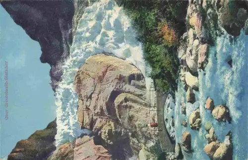 AK / Ansichtskarte Oberer Grindelwald Ober-Grindelwald-Gletscher Gletschertor Bach Bruecke Gletscher Fels Bergbach