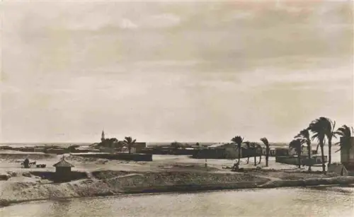 AK / Ansichtskarte SUEZ Canal de Egypt Suezkanal Kanal Palmen Wueste Siedlung S/W-Fotokarte Echtfoto