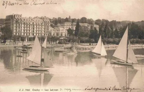 AK / Ansichtskarte Ouchy LAUSANNE VD Lac-Léman Segelboote Hotels Uferpromenade Baeume Hafen