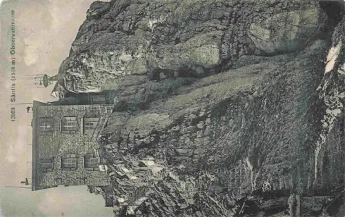 AK / Ansichtskarte Saentis 2504m Appenzell AR Observatorium Gipfel Felsen Gebaeude Meteorologie Sendeturm