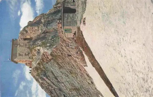 AK / Ansichtskarte Saentis 2504m Appenzell AR Observatorium Gipfel Felsen Schnee Gebaeude Farbphotographie Autochrome