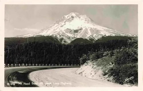 AK / Ansichtskarte Mt Hood Mount Hood Parkdale Oregon USA Mt-Hood Berg Schnee Wald Mt-Hood-Loop-Highway Strasse
