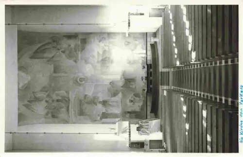 AK / Ansichtskarte Varkaus Suomi Kirche Kirchenschiff Altarfresko Kirchenbaenke Deckenmalerei