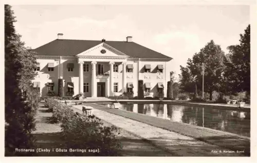 AK / Ansichtskarte Rottneros Sweden Rottneros Ekeby Goesta-Berlings-saga Herrenhaus Saeulenportal Gartenteich Park