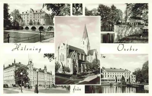 AK / Ansichtskarte oerebro Sweden Schloss Bruecke Kirche Dampfschiff Rathaus Mehrbildkarte