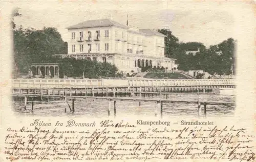 AK / Ansichtskarte Klampenborg Gentofte Kopenhagen COPENHAGEN DK Strandhotelet Hotel Steg Meer Wasser Baeume Terrasse