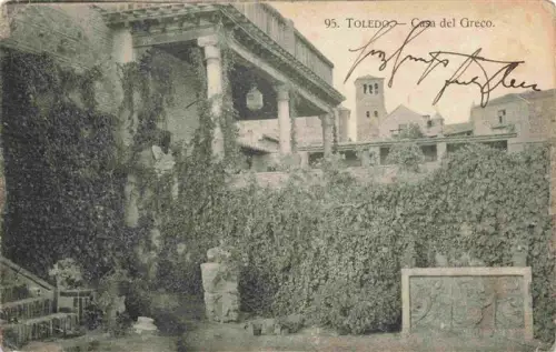AK / Ansichtskarte TOLEDO Castilla-La Mancha ES Casa-del-Greco Garten Saeulen Efeu Kirche Altstadt