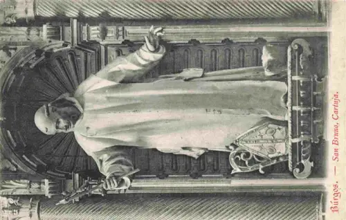 AK / Ansichtskarte BURGOS Castilla y Leon ES San-Bruno Kartause Statue Skulptur Moench Kreuz Nische Innenraum