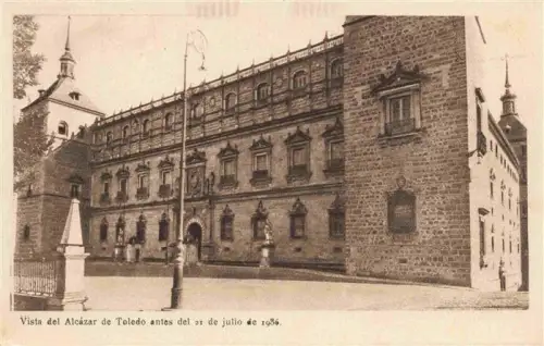 AK / Ansichtskarte TOLEDO Castilla-La Mancha ES Alcázar-de-Toledo Fassade Turm Platz Fahne vor-1936 Buergerkrieg
