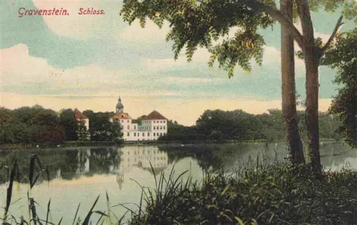 AK / Ansichtskarte Gravenstein Grasten DK Schloss See Spiegelung Baeume Handkoloriert
