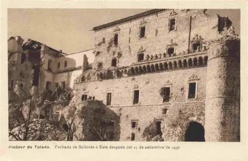 AK / Ansichtskarte TOLEDO Castilla-La Mancha ES Alcazar-de-Toledo Fachada-Este Kriegsschaeden Buergerkrieg S/W