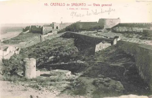 AK / Ansichtskarte Sagunto Valencia ES Castillo-de-Sagunto Vista-general Burg Mauern Tuerme Huegel Plaza-de-Estudiantes