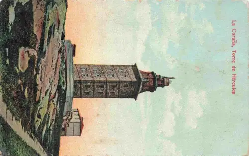 AK / Ansichtskarte A Coruna Galicia ES Torre-de-Hércules Leuchtturm Roemerturm Felsen Kueste