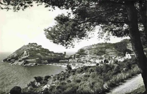AK / Ansichtskarte TOssA DE MAR Costa Brava Gerona ES Costa-Brava Vista-parcial Kuestenort Bucht Burg Baeume Meer Kuestenlinie