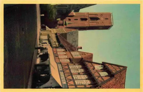 AK / Ansichtskarte Ribe DK Storegade Kirchturm Fachwerkhaeuser Asger-Brøndum Strasse Backstein