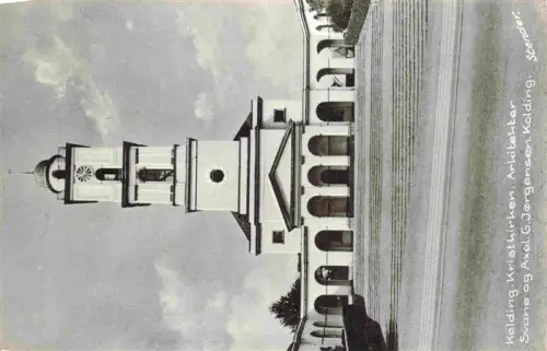 AK / Ansichtskarte Kolding DK Kristkirken Kirche Kirchturm Treppe Arkaden Klassizismus Turmuhr