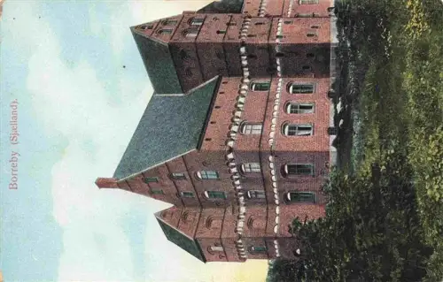 AK / Ansichtskarte Borreby Sjaelland DK Borreby-Slot Schloss Backstein Giebel Baeume Herrenhaus
