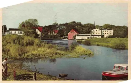 AK / Ansichtskarte Tonder DK Vandmøllen Wassermuehle Fluss Boot Gebaeude Baeume Wiese