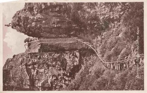 AK / Ansichtskarte Bornholm DK Johns-Kapel Trappen Treppe Felsen Klippe Natuerpfad Aussicht