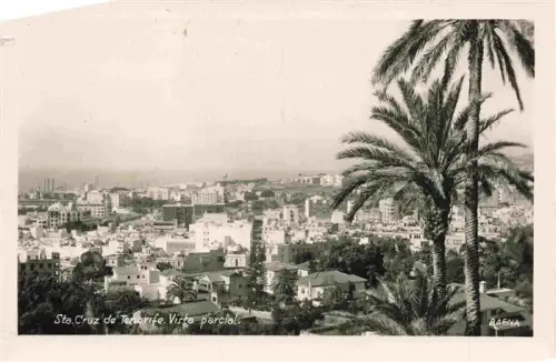 AK / Ansichtskarte Sta Cruz de Tenerife Santa Cruz de Tenerife ES Vista-parcial Stadtpanorama Palmen Daecher Fabrikschornsteine Meer