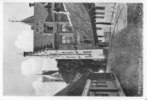 AK / Ansichtskarte Ribe DK Puggaardsgade Strasse Kopfsteinpflaster Backsteingebaeude Dom Kirchturm Altstadt