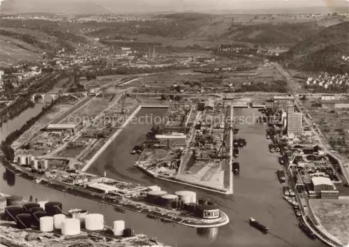 AK / Ansichtskarte STUTTGART  CITY Neckarhafen Hafen Industrie Shell Tanklager Flussufer Kran Luftaufnahme