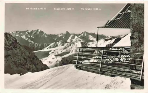 AK / Ansichtskarte Weissfluhjoch 2663m DAVOS GR Parsennbahn Restaurant Endstation Piz-d Aela Tinzenhorn Piz-Michel Berge Schnee
