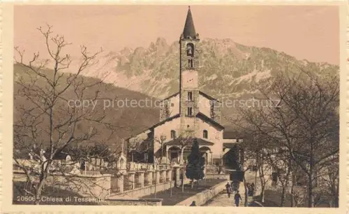 AK / Ansichtskarte Tesserete LUGANO TI Chiesa Kirche Kirchturm Berge Baeume Friedhof Alpen