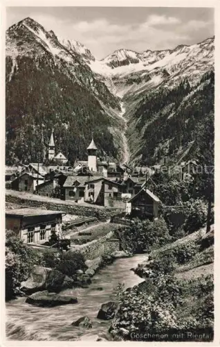 AK / Ansichtskarte Goeschenen Goeschenen UR Riental Fluss Kirche Dorf Berge Gletscher Wald Felsen