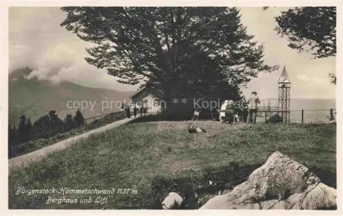 AK / Ansichtskarte Hammetschwand Buergenstock NW Lift Berghaus Aussichtspunkt Baum Besucher Berglandschaft Vierwaldstaettersee