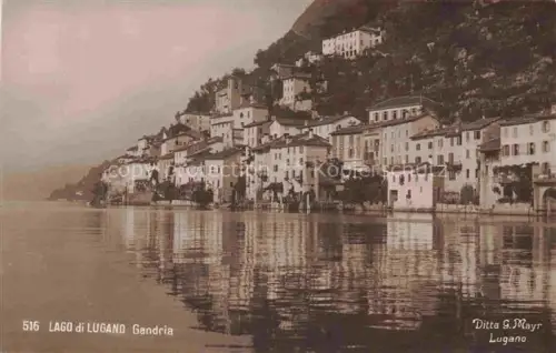 AK / Ansichtskarte Gandria Lago di Lugano TI Lago-di-Lugano Seeufer Spiegelung Haeuser Uferstrasse Hanglage Dorf