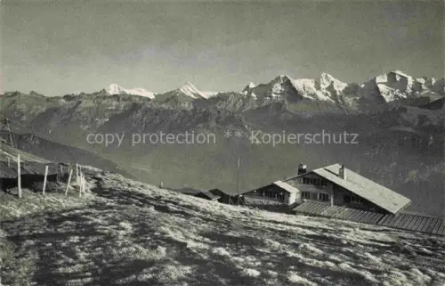 AK / Ansichtskarte Niederhorn 1950m Beatenberg BE Berghaus-Niederhorn Eiger Moench Jungfrau Berghuette Alpenpanorama Heide Bergruecken