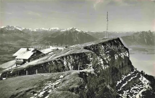 AK / Ansichtskarte Niederhorn 1950m Beatenberg BE Berghaus-Niederhorn Kandertal Niesen Stockhorn Antenne Fels Alpenpanorama Hotel